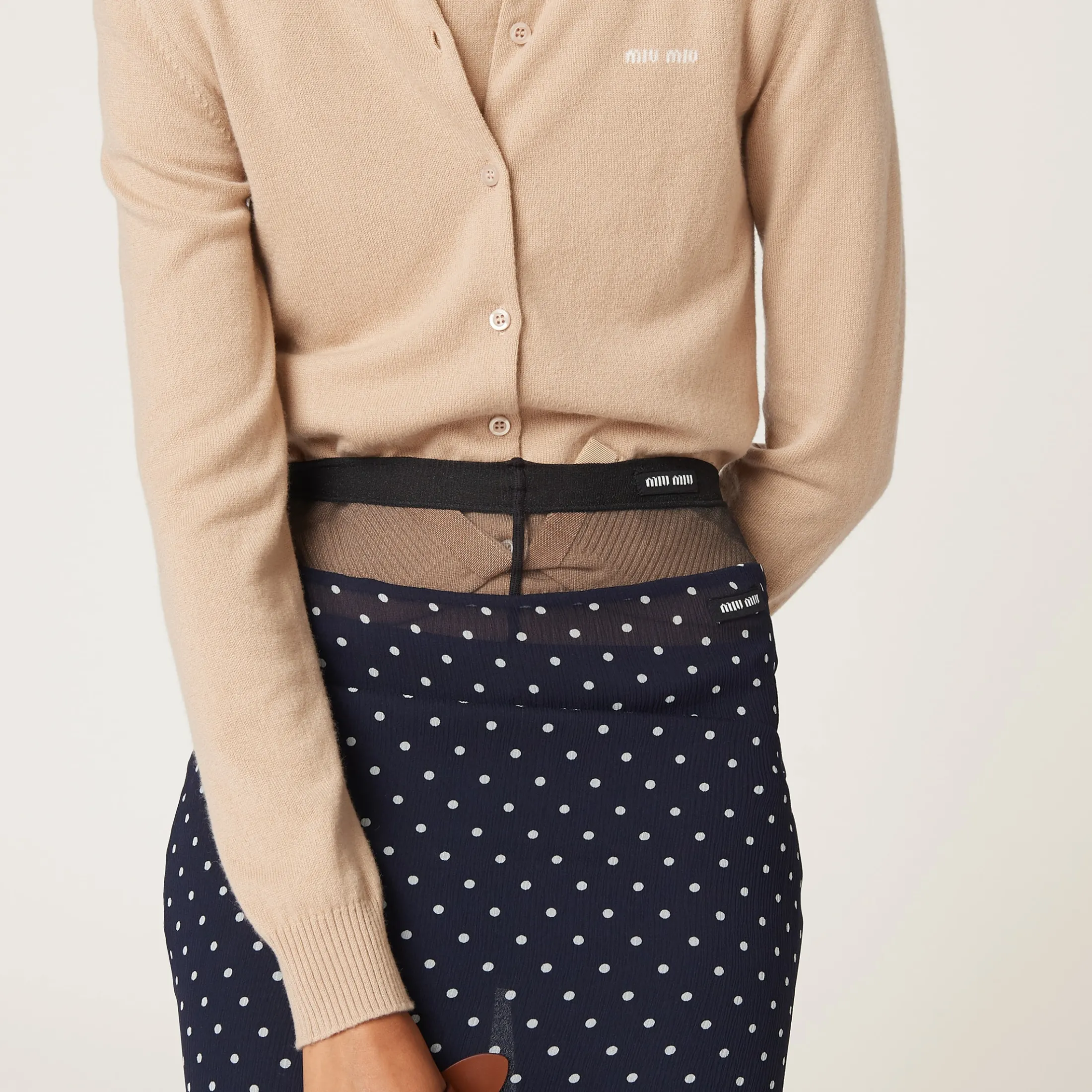 Blue/ivory Polka-dot Chiffon Skirt | Miu Miu