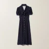 Blue/ivory Printed Crepe De Chine Dress | Miu Miu