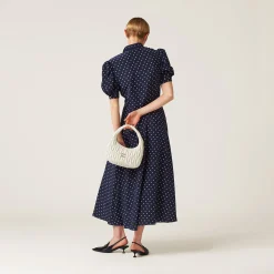 Blue/ivory Printed Crepe De Chine Dress | Miu Miu