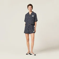 Blue/ivory Single-breasted Checked Tweed Jacket | Miu Miu