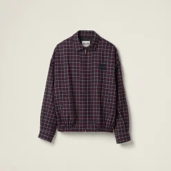 Blue/red Checked Wool Blouson Jacket | Miu Miu