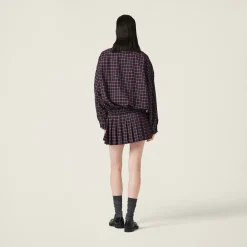 Blue/red Checked Wool Blouson Jacket | Miu Miu