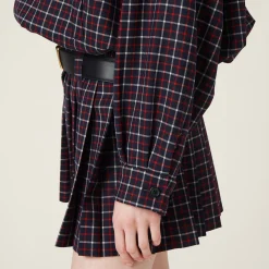 Blue/red Checked Wool Blouson Jacket | Miu Miu