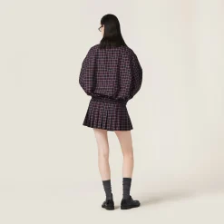 Blue/red Checked Wool Miniskirt | Miu Miu