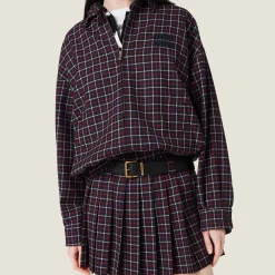 Blue/red Checked Wool Miniskirt | Miu Miu