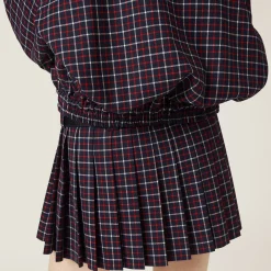 Blue/red Checked Wool Miniskirt | Miu Miu