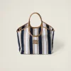 Blue/sand Ivy Canneté Fabric Bag | Miu Miu