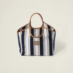 Blue/sand Ivy Canneté Fabric Bag | Miu Miu