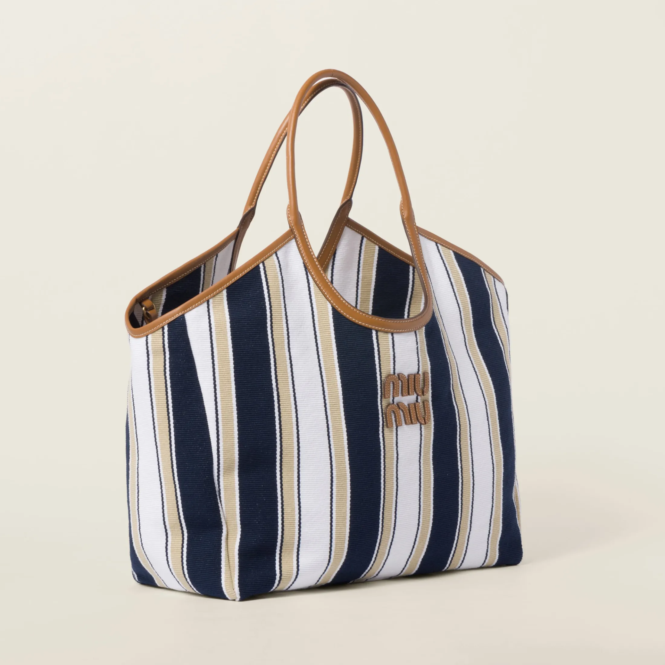 Blue/sand Ivy Canneté Fabric Bag | Miu Miu