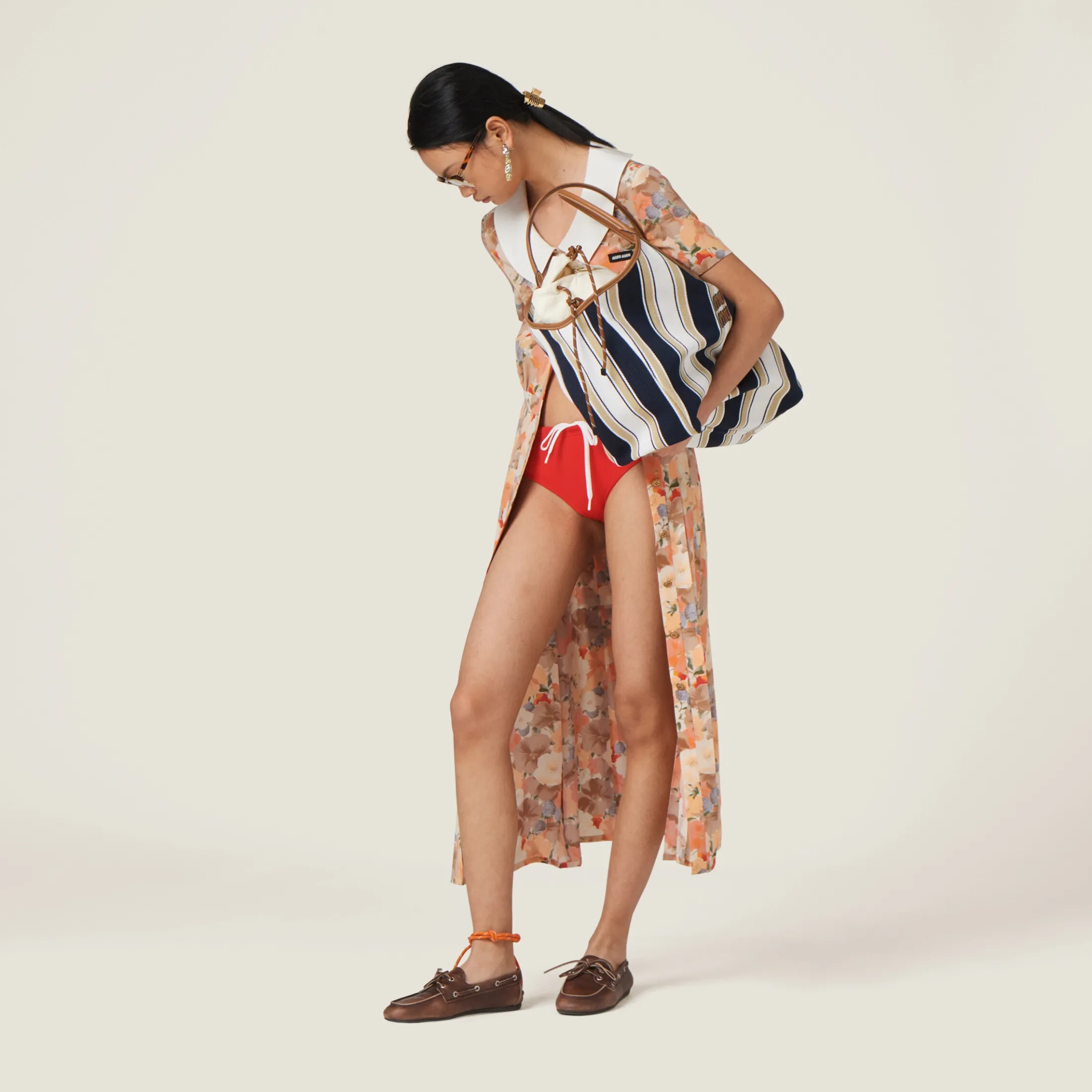 Blue/sand Ivy Canneté Fabric Bag | Miu Miu