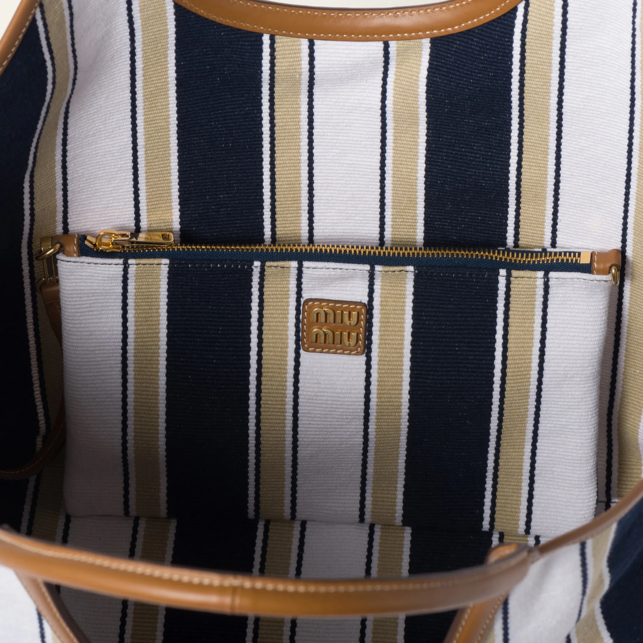 Blue/sand Ivy Canneté Fabric Bag | Miu Miu
