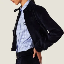 Blue/sky Blue Checked Poplin Shirt | Miu Miu