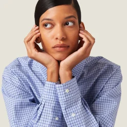 Blue/sky Blue Checked Poplin Shirt | Miu Miu