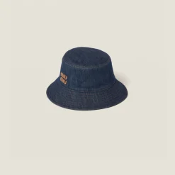 Blue+tobacco Denim Bucket Hat | Miu Miu