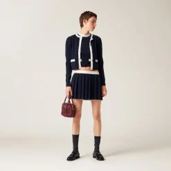 Blue/white Cashmere Knit Cardigan | Miu Miu