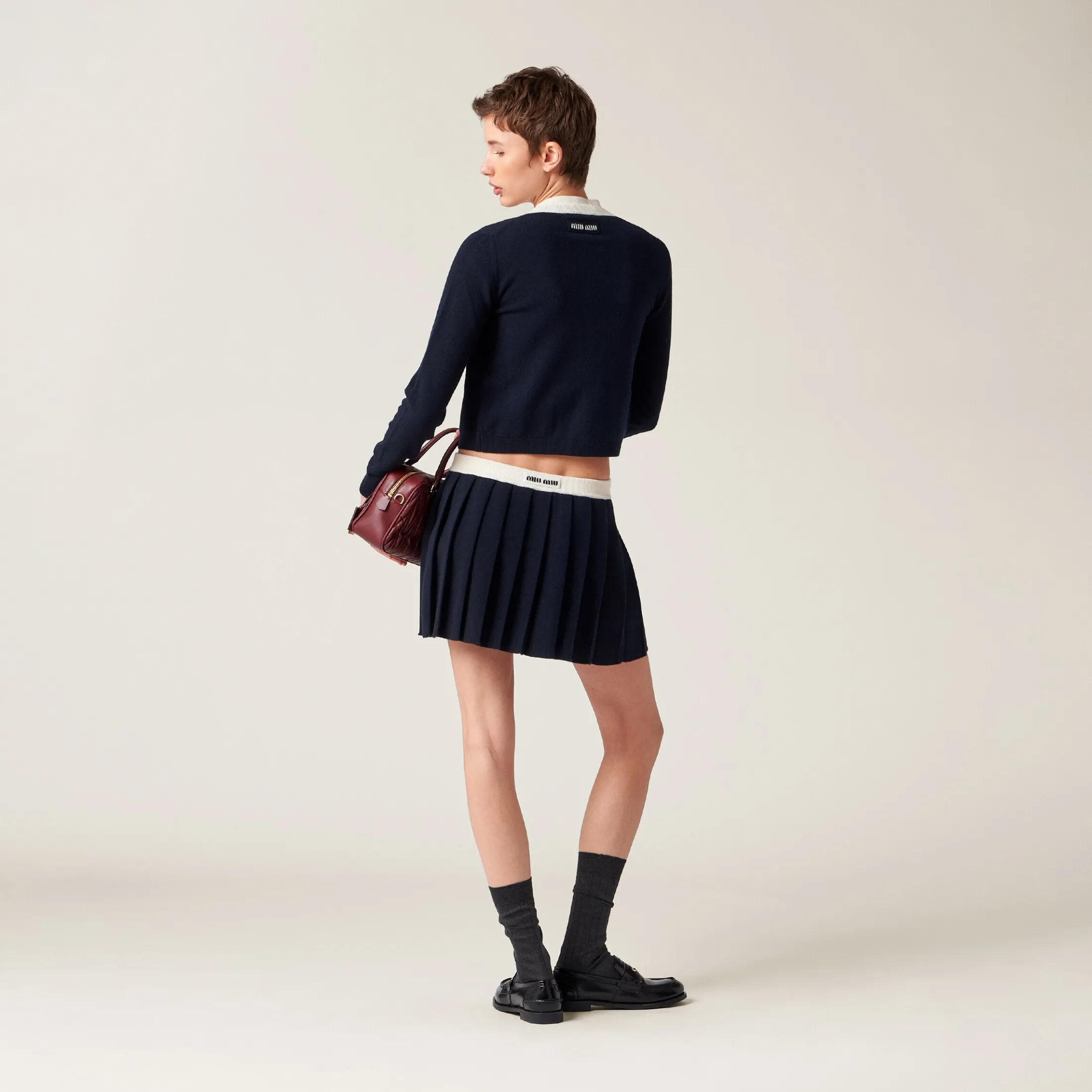 Blue/white Cashmere Knit Cardigan | Miu Miu
