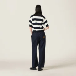 Blue/white Cotton Jersey Polo Shirt | Miu Miu