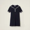 Blue/white Cotton Mini-dress | Miu Miu
