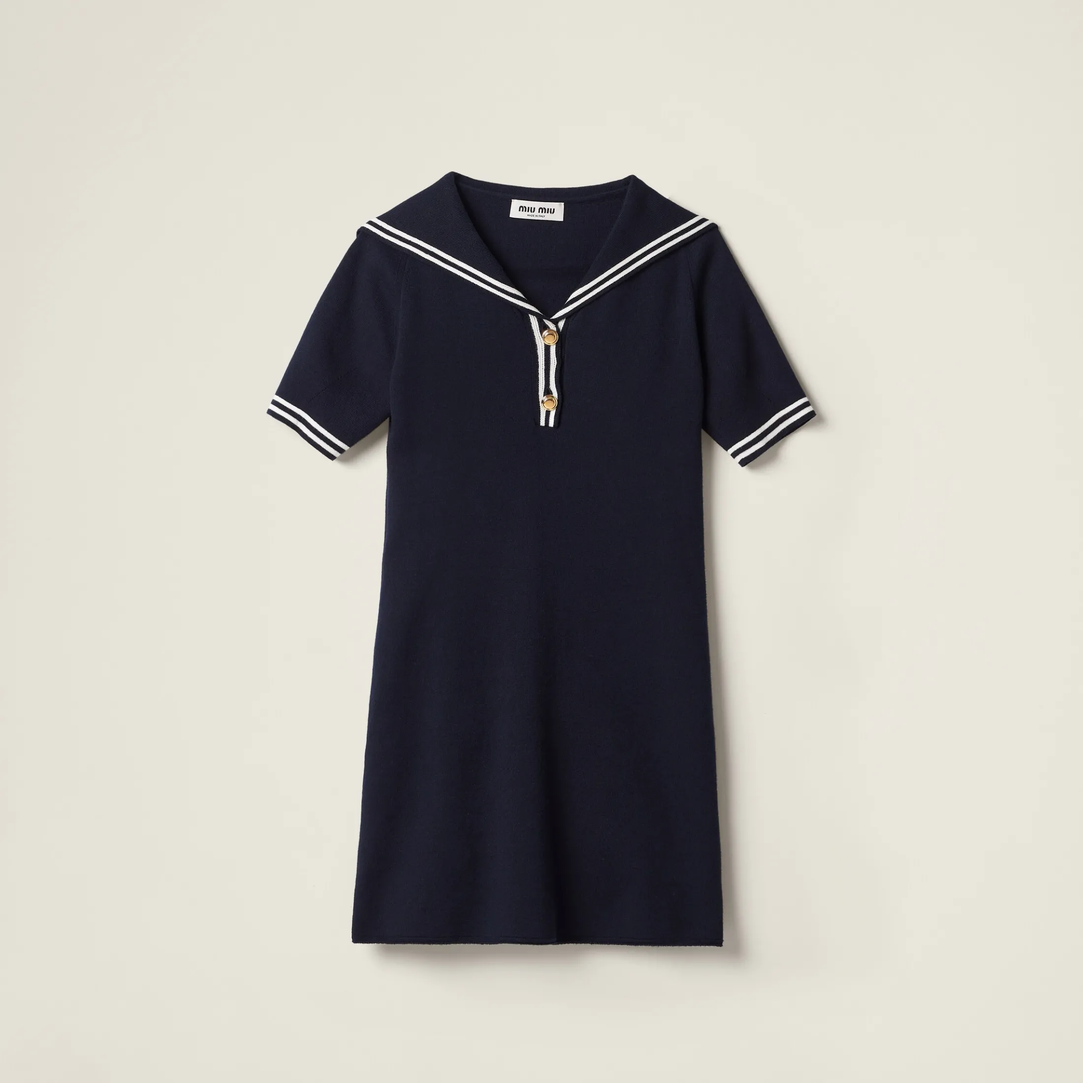 Blue/white Cotton Mini-dress | Miu Miu