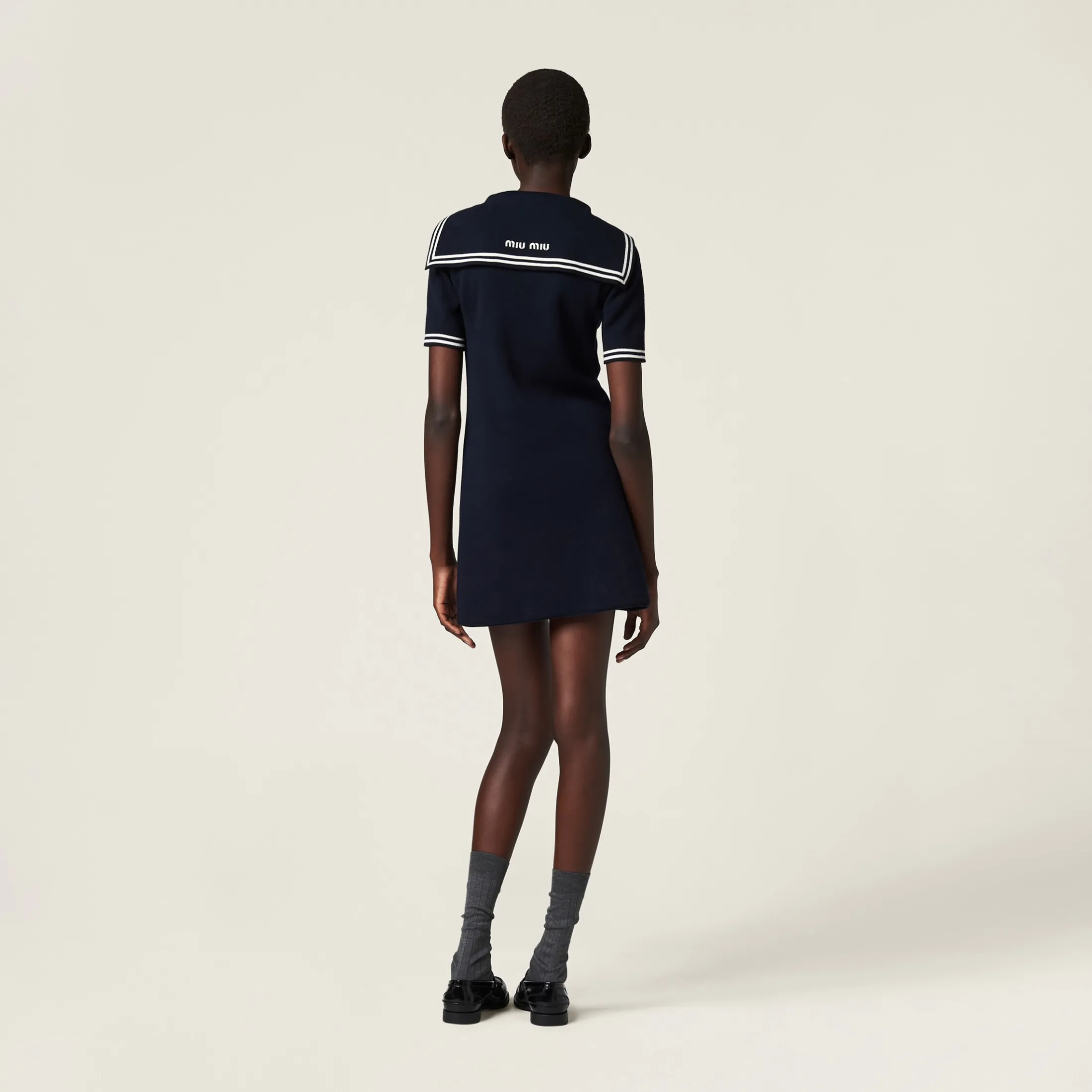 Blue/white Cotton Mini-dress | Miu Miu