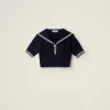 Blue/white Cotton Sweater | Miu Miu