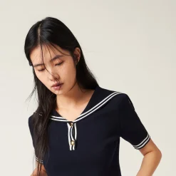 Blue/white Cotton Sweater | Miu Miu