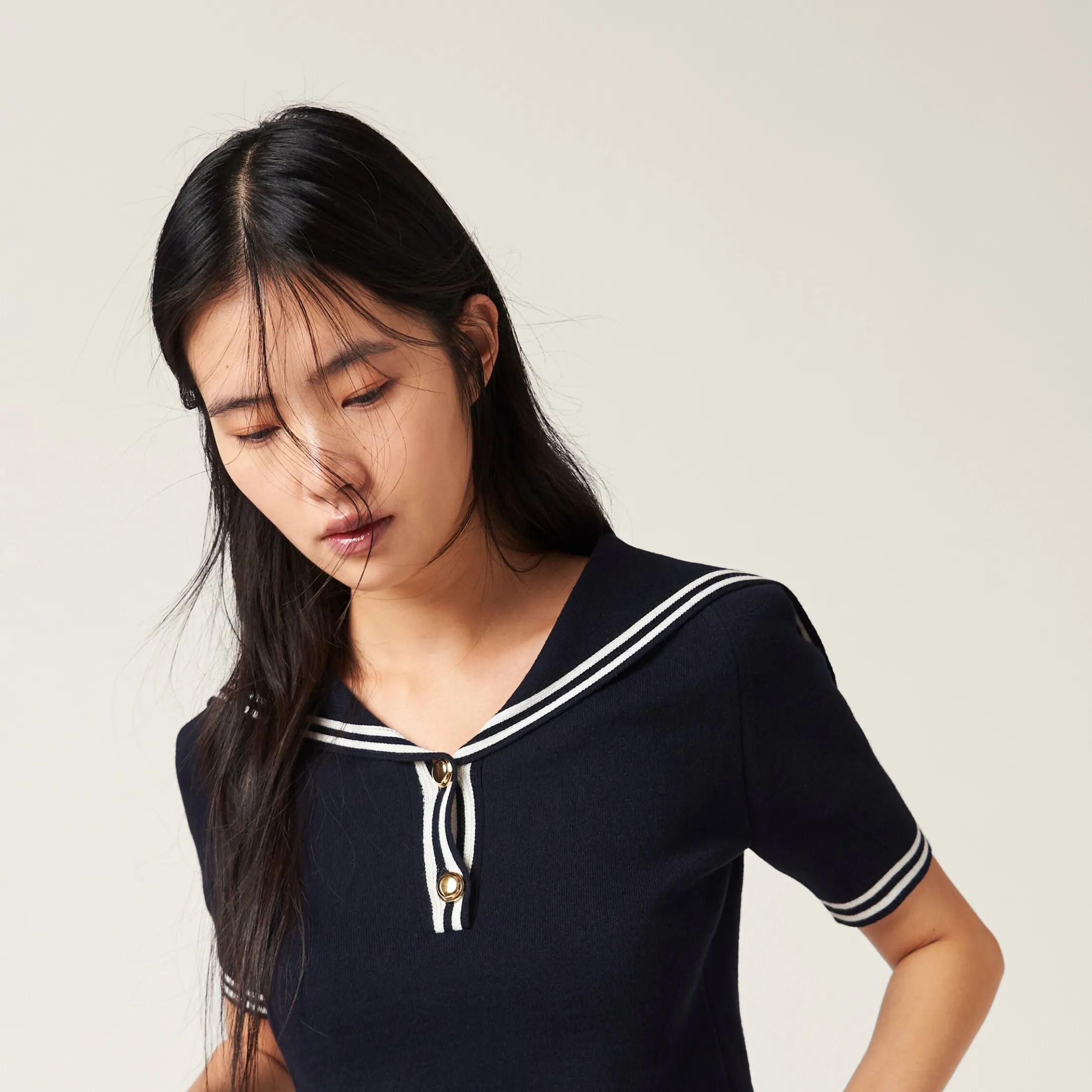 Blue/white Cotton Sweater | Miu Miu