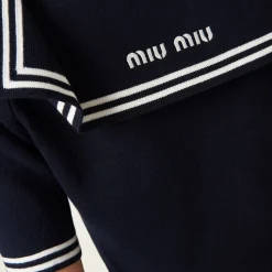 Blue/white Cotton Sweater | Miu Miu