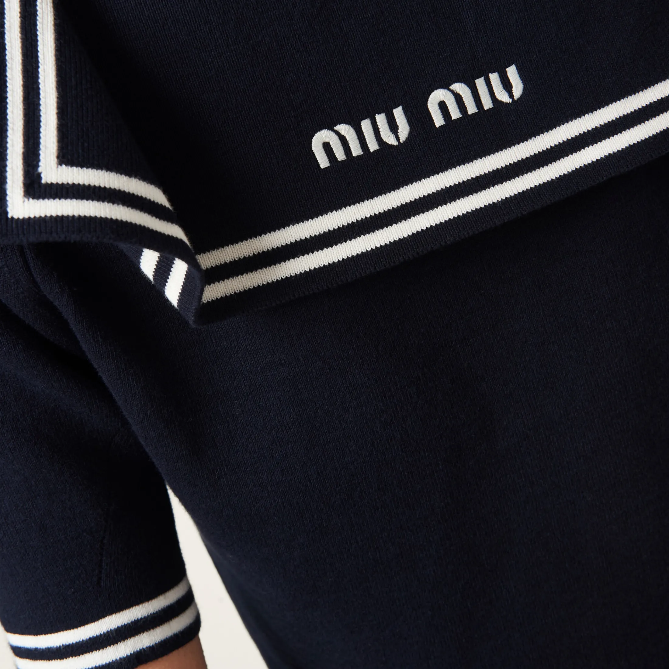 Blue/white Cotton Sweater | Miu Miu