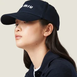 Blue/white Drill Baseball Cap | Miu Miu