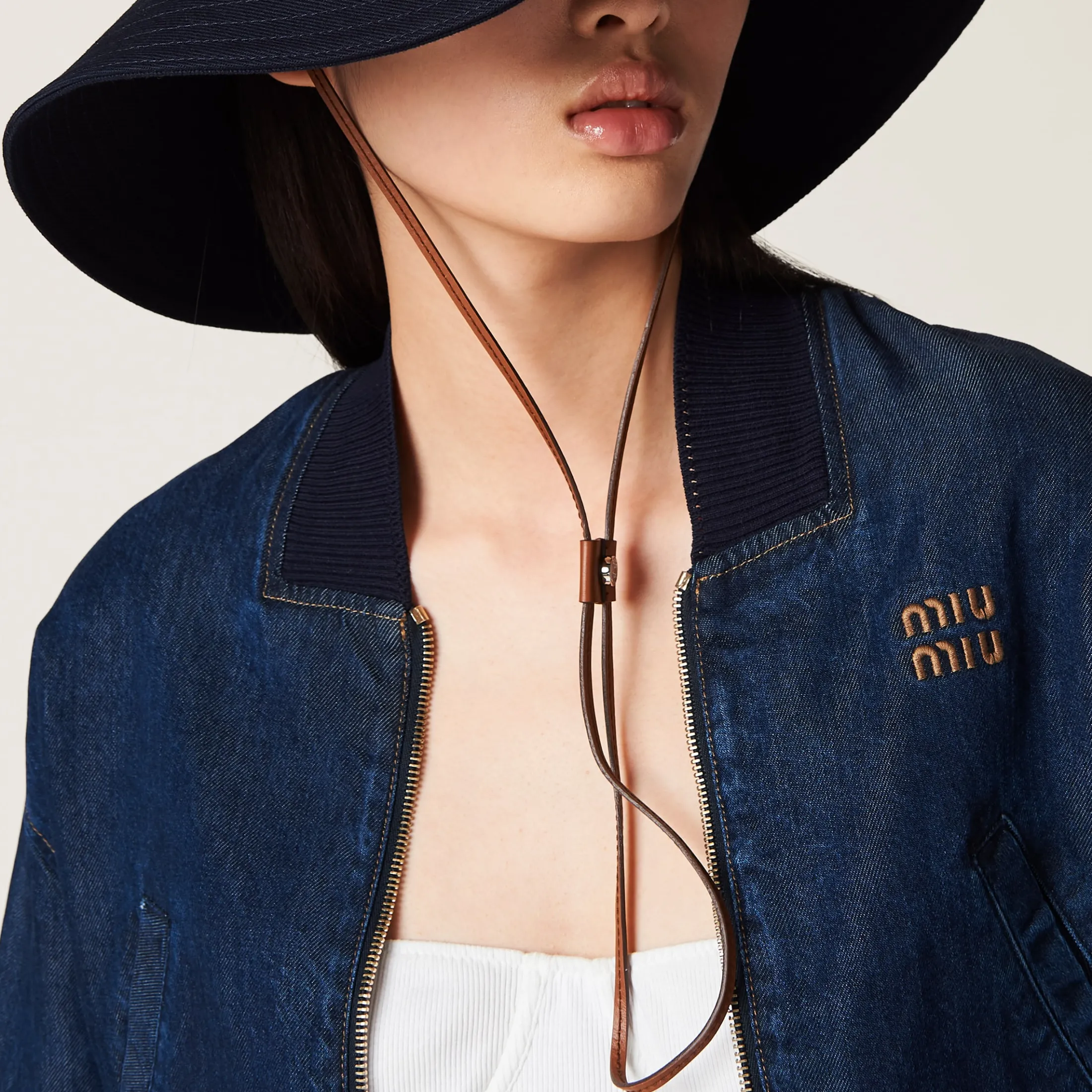 Blue/white Drill Hat | Miu Miu