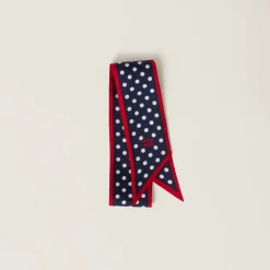 Blue/white Printed Twill Scarf | Miu Miu