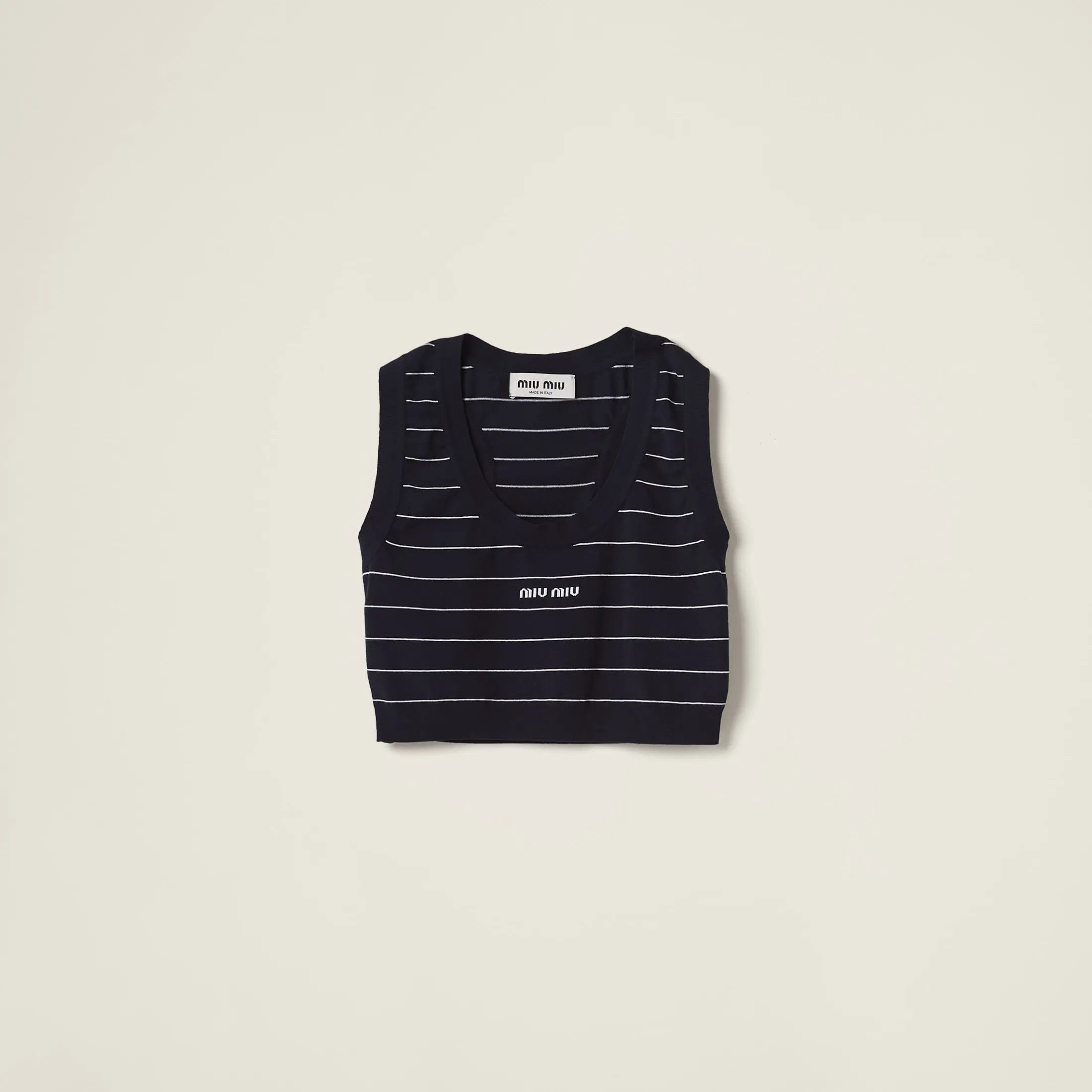 Blue/white Viscose Knit Top | Miu Miu