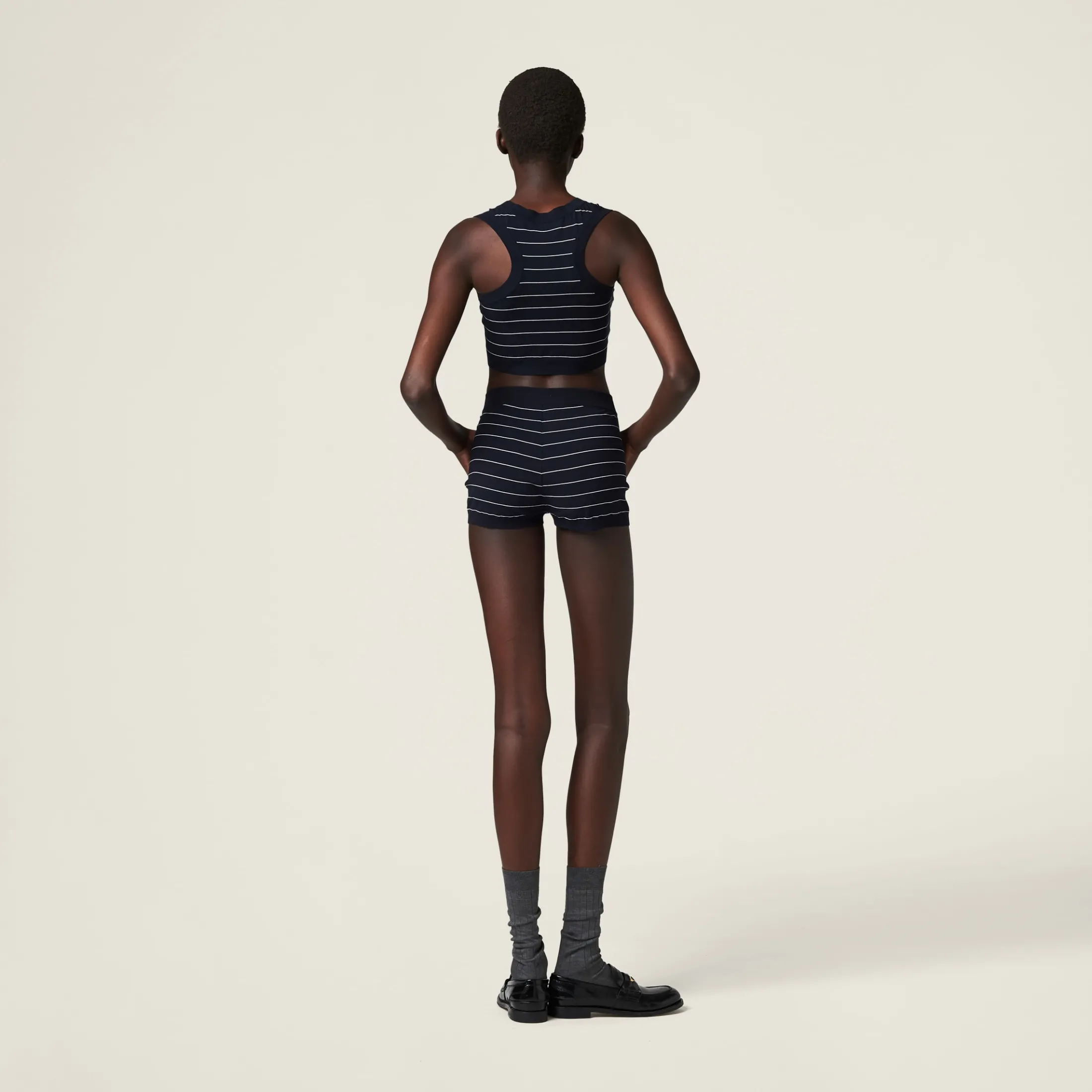 Blue/white Viscose Knit Top | Miu Miu