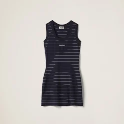 Blue/white Viscose Mini-dress | Miu Miu