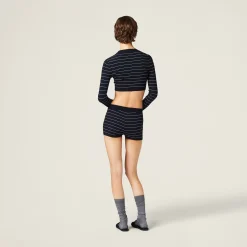 Blue/white Viscose Shorts | Miu Miu