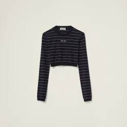 Blue/white Viscose Sweater | Miu Miu