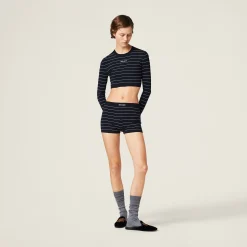 Blue/white Viscose Sweater | Miu Miu