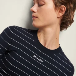 Blue/white Viscose Sweater | Miu Miu
