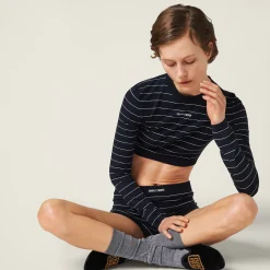 Blue/white Viscose Sweater | Miu Miu