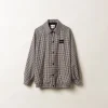 Burgundy Gingham Check Blouson Jacket | Miu Miu