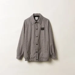 Burgundy Gingham Check Blouson Jacket | Miu Miu