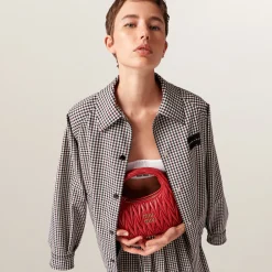 Burgundy Gingham Check Blouson Jacket | Miu Miu