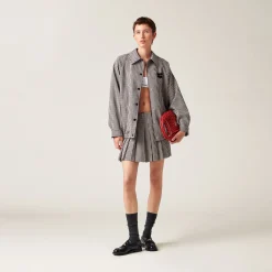 Burgundy Gingham Check Blouson Jacket | Miu Miu