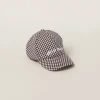Burgundy Gingham Check Wool Baseball Cap | Miu Miu
