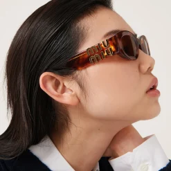 Camel Beige Lenses Miu Glimpse Sunglasses | Miu Miu