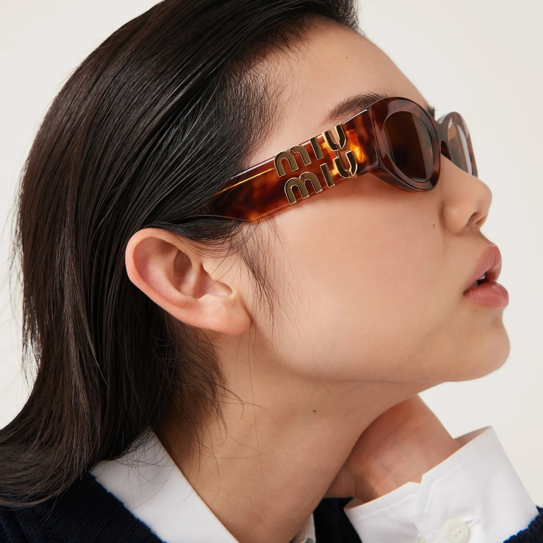 Camel Beige Lenses Miu Glimpse Sunglasses | Miu Miu
