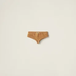 Camel Brown Corduroy Shorts | Miu Miu