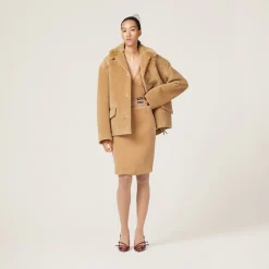 Camel Brown Corduroy Skirt | Miu Miu