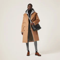 Camel Brown Double-breasted Camel Hair Coat | Miu Miu